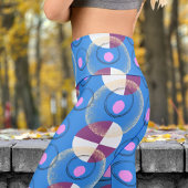 Trendy Blue Nucleus Pattern Yoga Capri Leggings
