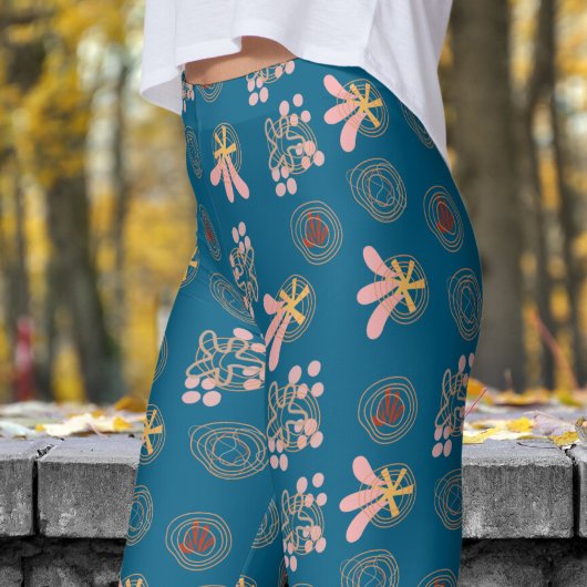 Trendy Blue Ocean Pattern Leggings