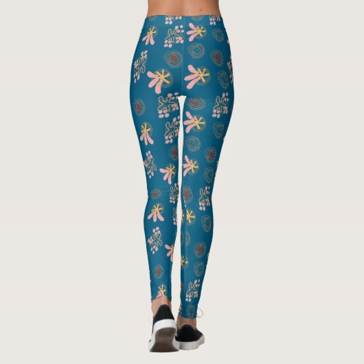 Trendy Blue Ocean Pattern Leggings (Rückseite)
