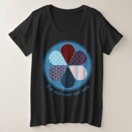 TRENDY BLUE PATCHWORT GEMUSTERTE BLUME GROßE GRÖßE T-Shirt