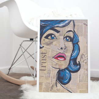 Trendy Blue Pop Kunst, Dichtung und Musik Poster