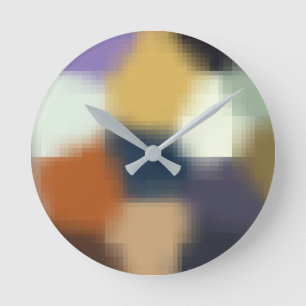 Trendy Blue Purple Orange Beige Stylish Pattern Runde Wanduhr