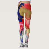 Trendy Blue Red Gold Liquid Art Leggings (Vorderseite)