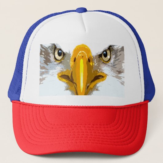 Trendy Blue Red White Eagle Head Pop Moderne Kunst Truckerkappe (Vorderseite)