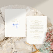 Trendy Blue Ribbon Wedding Details Enclosure Card Dankeskarte