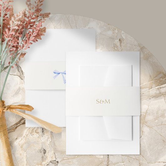 Trendy Blue Ribbon Wedding Einladungsbanderole