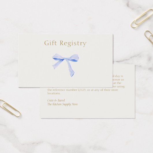 Trendy Blue Ribbon Wedding Registry Enclosure (Büro)
