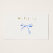 Trendy Blue Ribbon Wedding Registry Enclosure (Vorderseite)