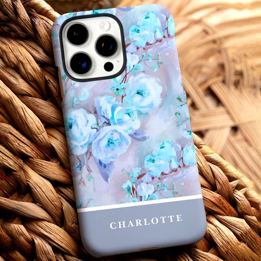 Trendy Blue Rose Individuelle Name Floral Case-Mate iPhone Hülle