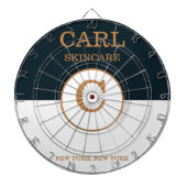 Trendy Blue & Shade Brown Beauty Salon Monogram Dartscheibe (vorne)