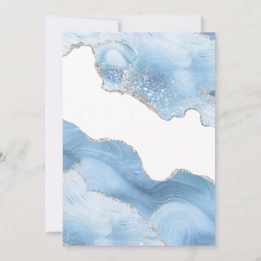 Trendy Blue Silver Agate Abschluss Einladung (Rückseite)