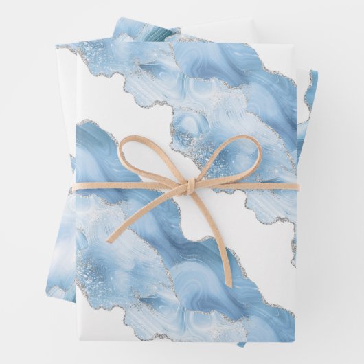 Trendy Blue Silver Agate Geschenkpapier Set (Beispiel)