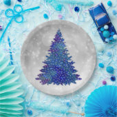 Trendy Blue Silver Glitzer Tree Weihnachten Pappteller (Party)