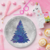 Trendy Blue Silver Glitzer Tree Weihnachten Pappteller (Party)