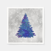 Trendy Blue Silver Glitzer Tree Weihnachten Serviette (Vorderseite)