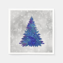 Trendy Blue Silver Glitzer Tree Weihnachten