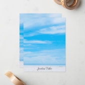 Trendy Blue Sky White Clouds Handgeschriebene Vorl Mitteilungskarte (Vorderseite/Rückseite Beispiel)