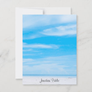 Trendy Blue Sky White Clouds Handgeschriebene Vorl Mitteilungskarte