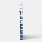 Trendy Blue Striped Custom Name iPhone Case Hülle (Linke Seite)