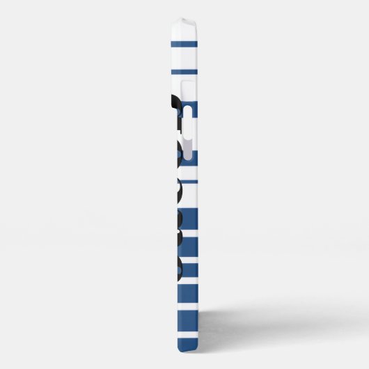 Trendy Blue Striped Custom Name iPhone Case Hülle (Linke Seite)