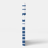 Trendy Blue Striped Custom Name iPhone Case Hülle (Rechte Seite)