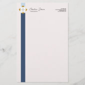 Trendy Blue Stripes Gold Logo Briefpapier (Vorderseite)