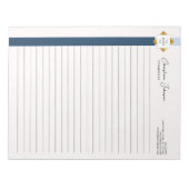 Trendy Blue Stripes Gold Logo Notizblock (Vorderseite)