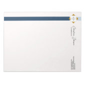 Trendy Blue Stripes Gold Logo Notizblock (Vorderseite)