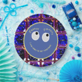 Trendy Blue und Coral Digital Muster Pappteller (Party)