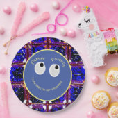 Trendy Blue und Coral Digital Muster Pappteller (Party)