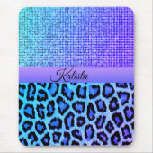 Trendy Blue und Lila Leopard Mousepad (Vorne)