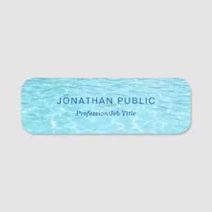 Trendy Blue Water Nature Elegantes Template Modern Namensschild