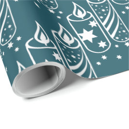 Trendy Blue & White Christmas Candles Geschenkpapier