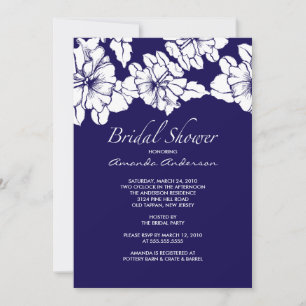 Trendy Blue & White Floral Brautparty Einladung