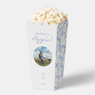 Trendy Blue & White Floral Daisy Foto Wedding Geschenkschachtel