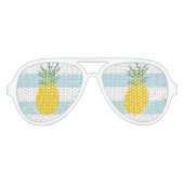 Trendy Blue White Stripes Ananas Muster Partybrille (Vorderseite)