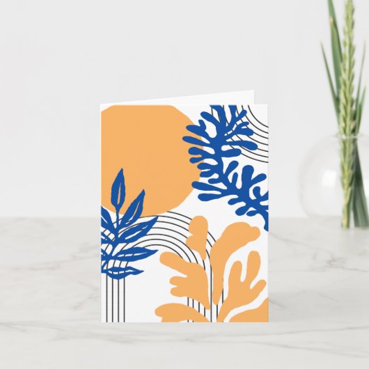 Trendy Blue Yellow Abstrakt Botanische Formen Dankeskarte (Vorderseite)