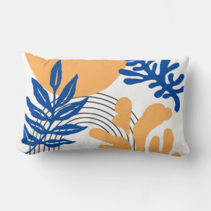 Trendy Blue Yellow Abstrakt Botanische Formen Lendenkissen