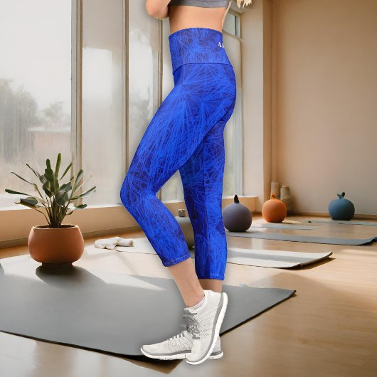 Trendy Blue Yoga Pants Capri Leggings