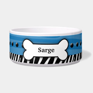Trendy Blue Zebra Streifen Custom Haustier Dog Foo Napf