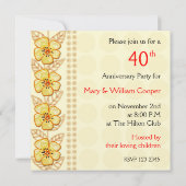 Trendy Blume 40. Hochzeitstag Party Einladung (Rückseite)