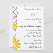 Trendy Blume 40. Hochzeitstag Party Einladung (Rückseite)