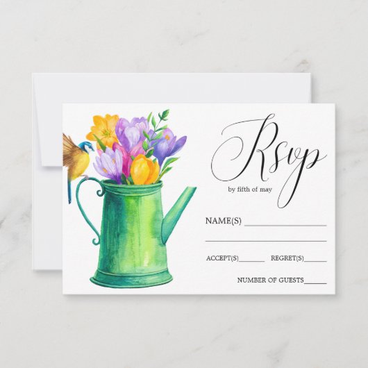 Trendy Blume Bewässerung kann Tulpen Hochzeit RSVP Karte (Vorderseite)