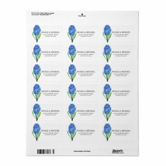 Trendy Blume Blue Hydrangea Adressaufkleber (Vorne)