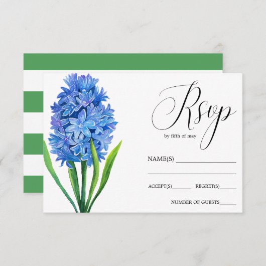 Trendy Blume Blue Hydrangea rustikale Hochzeit RSV RSVP Karte (Vorne/Hinten)