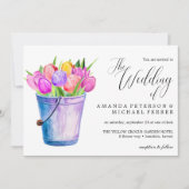 Trendy Blume Eimer von Tulpen Hochzeit Einladung (Vorderseite)