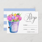 Trendy Blume Eimer von Tulpen rustikale Hochzeit R RSVP Karte (Vorne/Hinten)