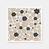 Trendy Blume Muster in Taupe, Black und White Serviette (Vorderseite)