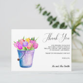Trendy Blume Tulips Bucket Wedding Vielen Dank Dankeskarte (Stehend Vorderseite)