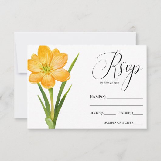 Trendy Blume YELLOW Crocus rustikale Hochzeit RSVP (Vorderseite)